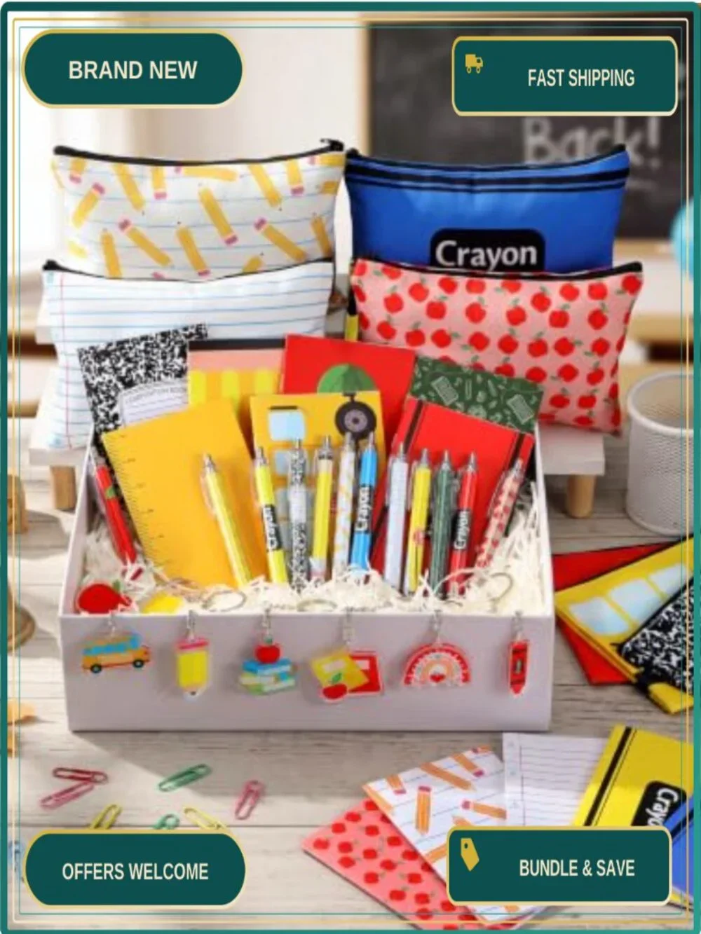 Back to School Teacher Gift Set - 48 Pieces Cosmetic Bags, Notebooks, Pens,